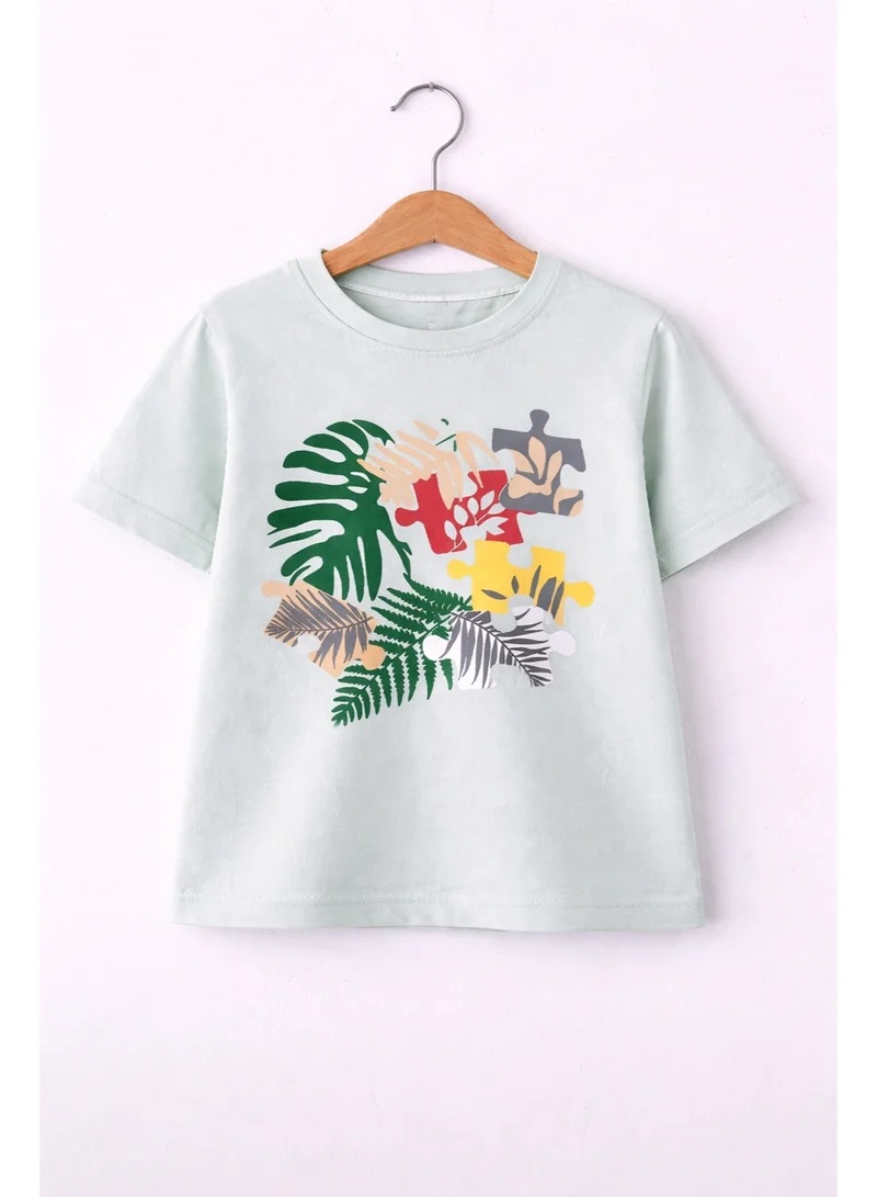 Victor And Jane  Boys’ 2-Piece Set – Tropical Graphic T-Shirt & Bermuda Shorts for Men | Best Price UAE